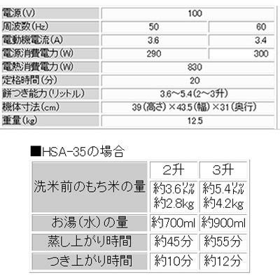 みのる産業 もちつき機 餅つき機 ファンツッキー HSA-35 【2～3升