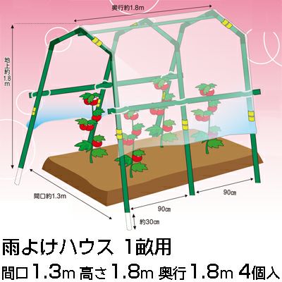 シンセイ 雨除けハウス 1畝用 XHYP-1.3-1.8-2.2 X 4個 家庭菜園 雨よけ