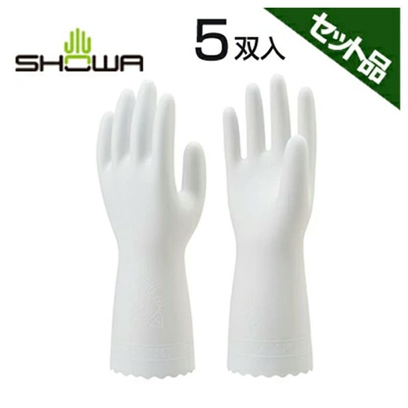 ｼｮｰﾜｸﾞﾛｰﾌﾞ 手袋 ビニトップ薄手 L No.130 -L ホワイト x5ｾｯﾄ 指先感覚